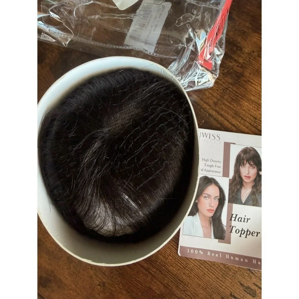 RUWISS Hair Topper 100% Real Human Hair 10 Inch Dark Brown Clip In Hairpiece 21g